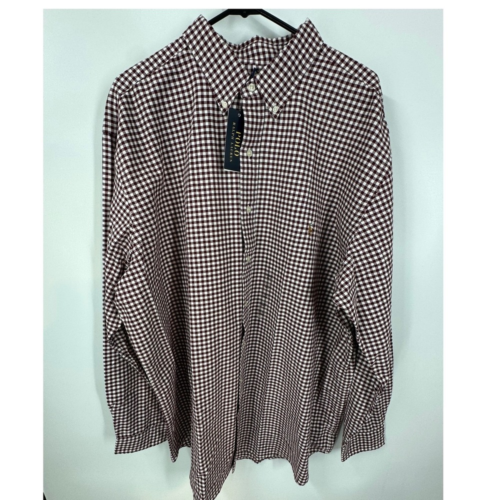 Polo Ralph Lauren Men's‎ Classic Gingham Oxford Woven Button Down Shirt 2XLT Red